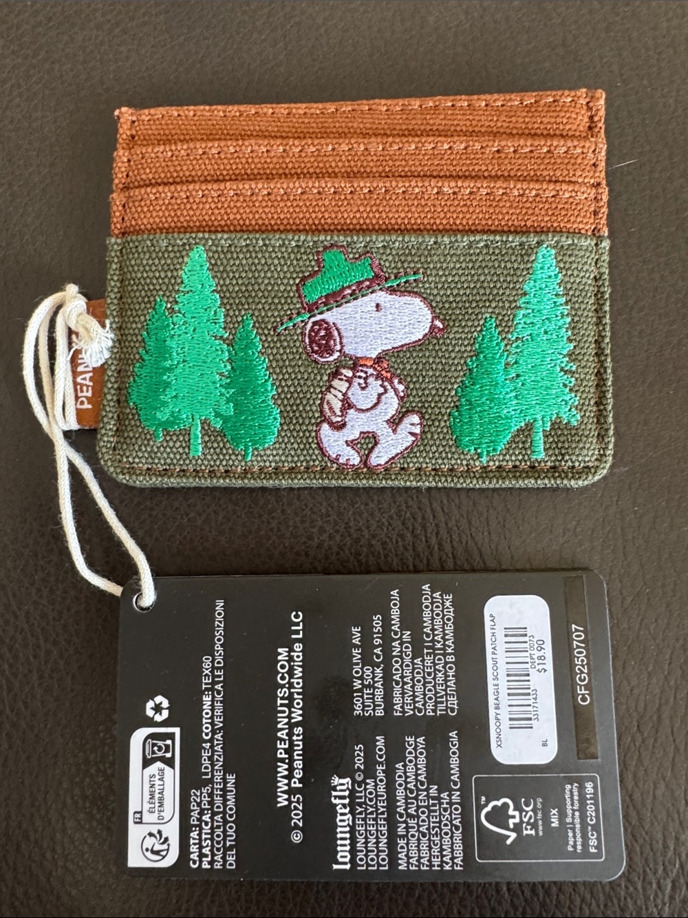 Peanuts Card Holder Loungefly Beagle Scout Patch Flap NWT
